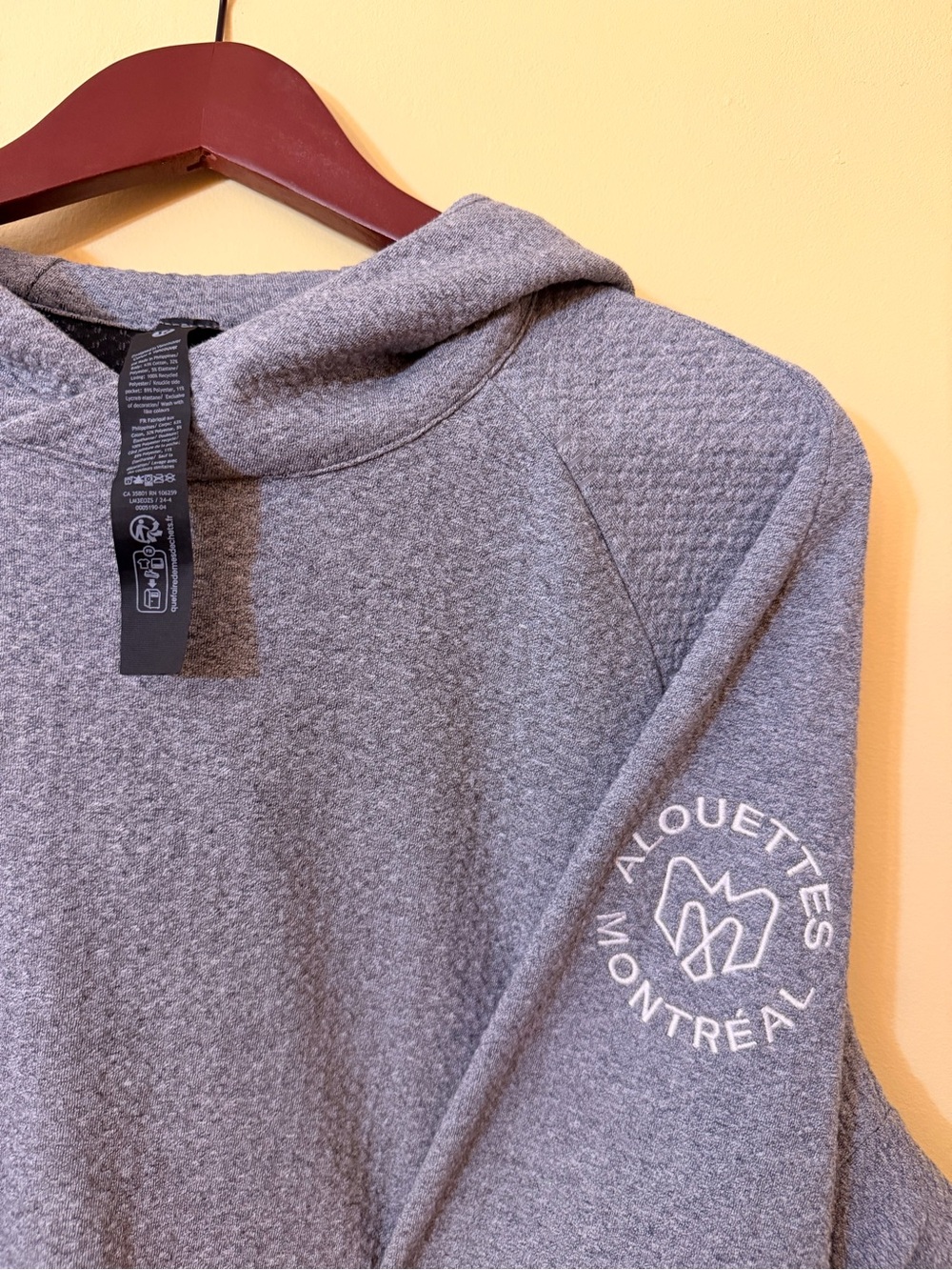 Lululemon CFL Montreal Alouettes Textured Double Knit Cotton Hoodie Grey Men L
